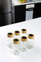 Hermia Set 6 Tarros de Vidrio para Especias 80 ml Cada Uno Transparente Apto Lavavajillas